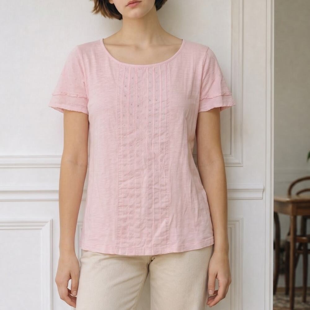 Style & Company Women’s Top – Size Large – Pink – 100% Cotton – Short Sleeve